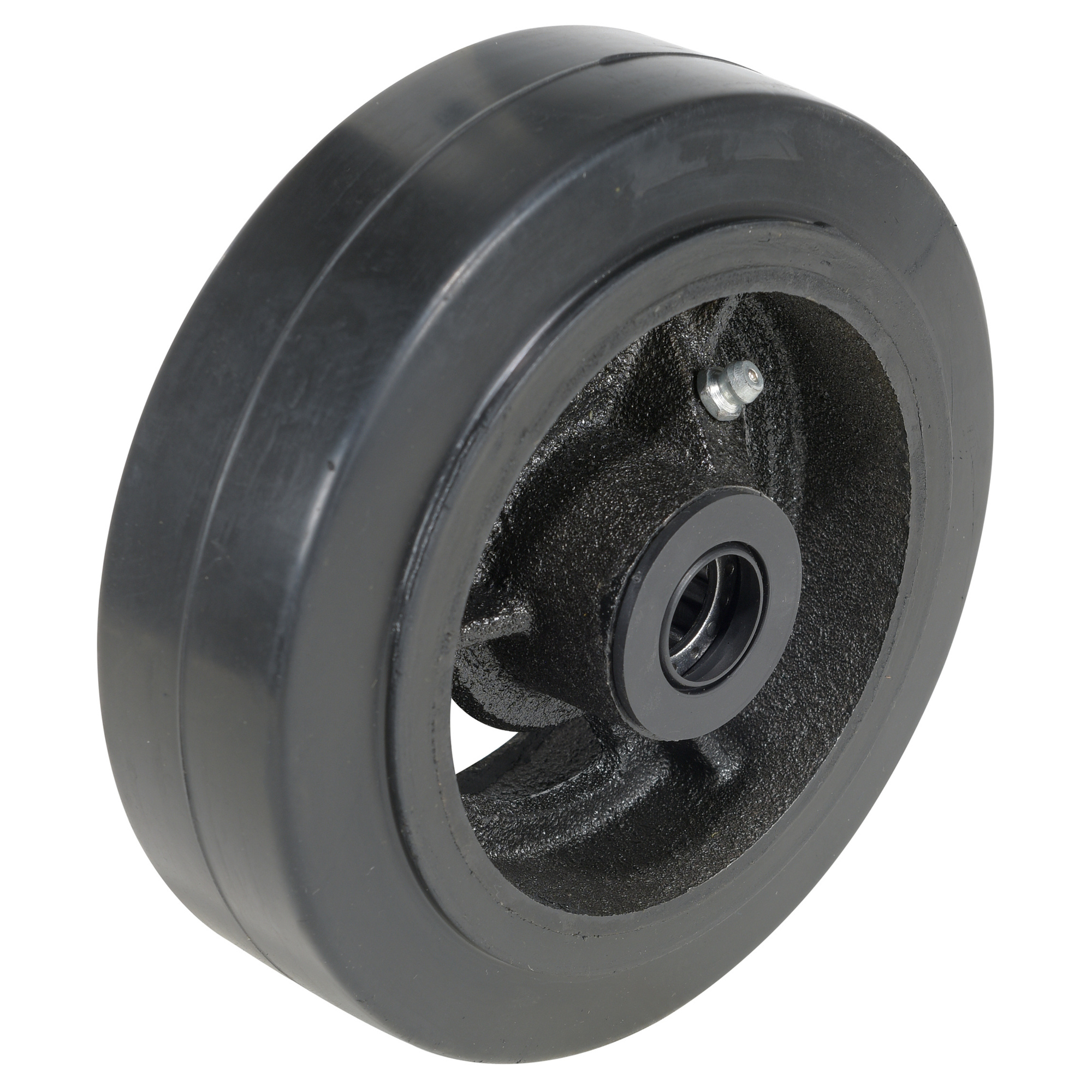 Vestil Mold-On Rubber Wheel - 6in. x 2in., Black, Zinc Plated, Model# WHL-MR-6X2